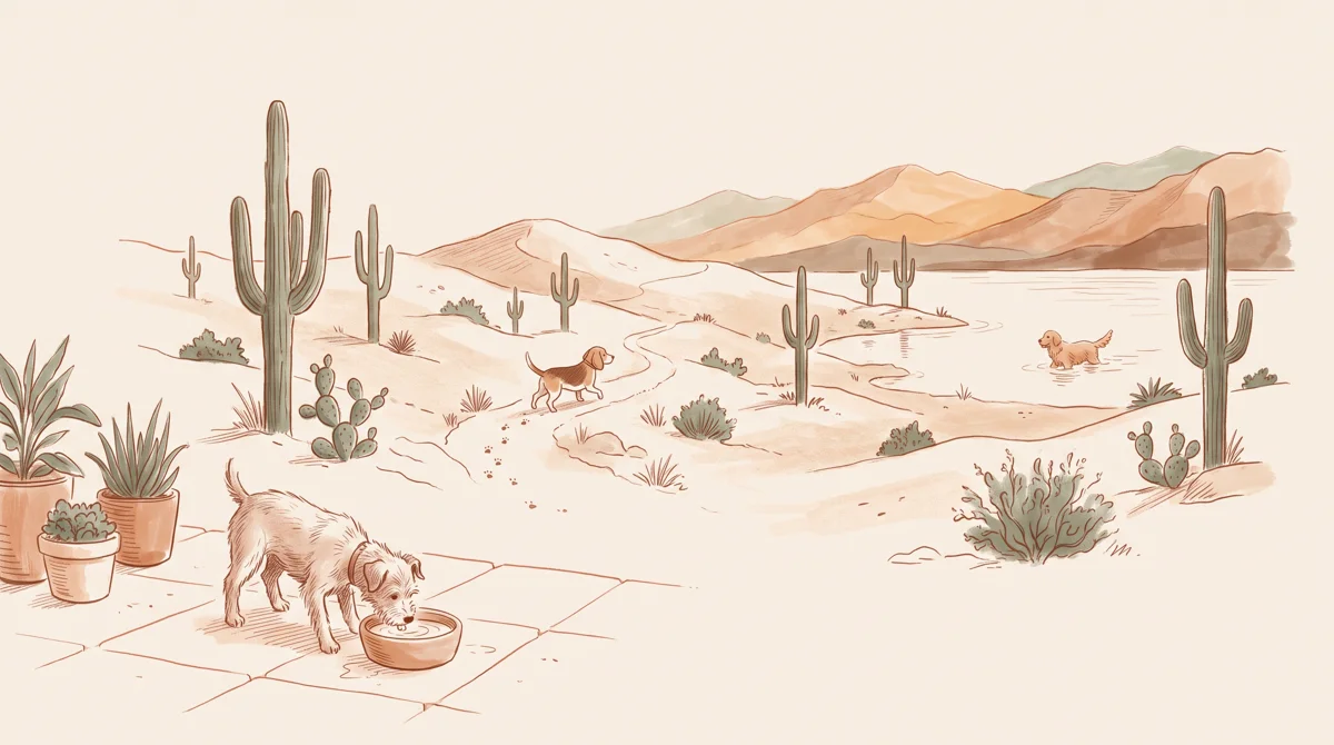 Illustration of an Arizona dog-friendly outing